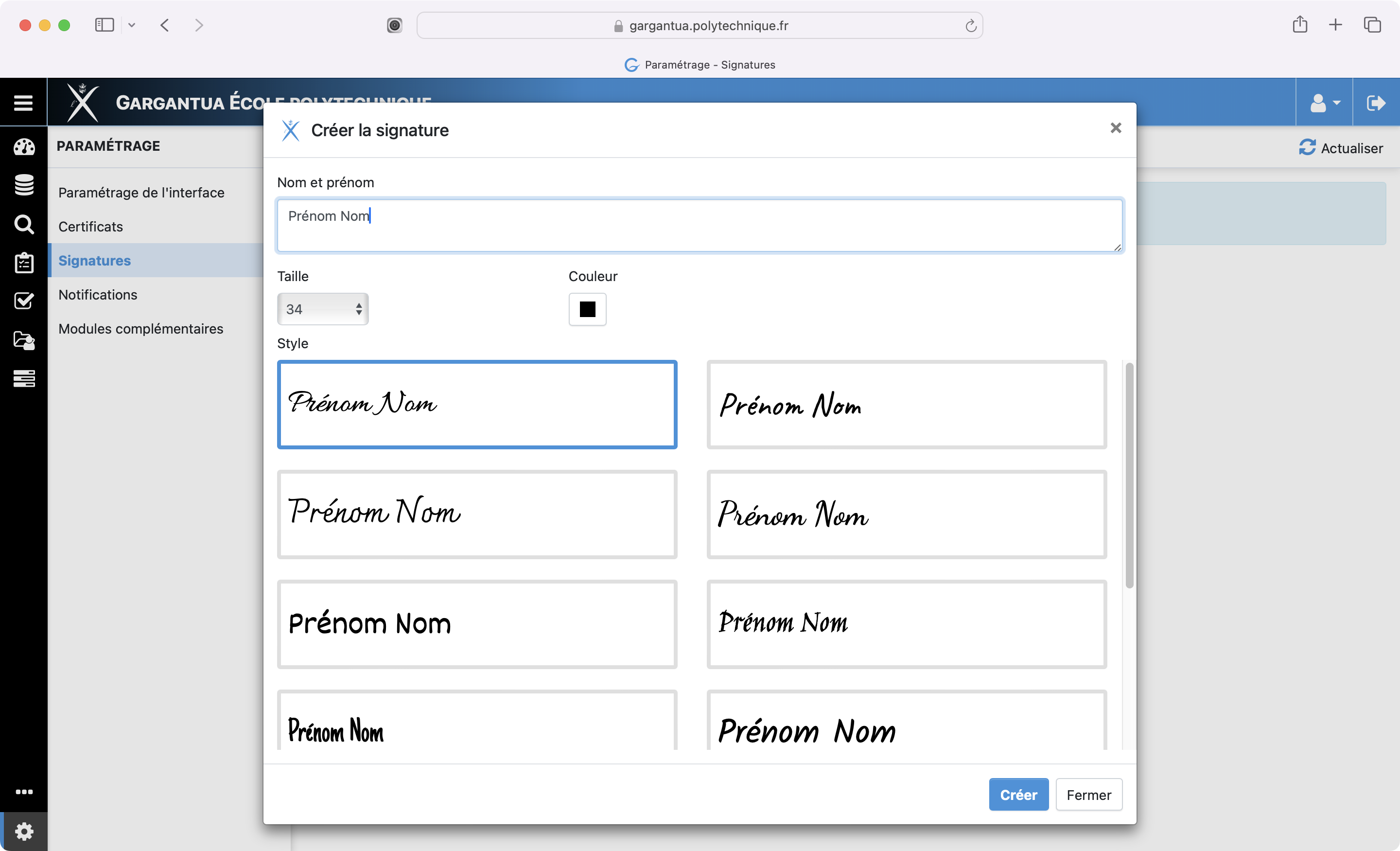 Choix du texte et de la police